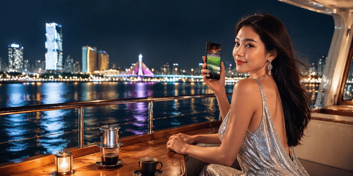 Người dùng tại Đà Nẵng chơi casino trực tuyến trên điện thoại trong quán cà phê